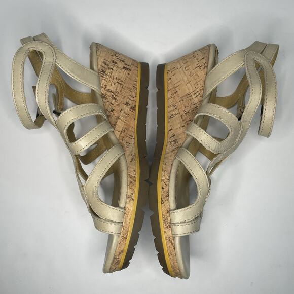 🍒 Bussola St. Tropez Women’s Cork Leather Wedge Sandals Beige Strappy EU39 US8 - Picture 6 of 10
